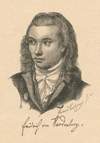 Friedrich von Hardenberg (genannt Novalis), Stich von Eduard Eichens (1845), abgebildet in:  Jg. 1901, Nr. 10, S. 175; Exemplar: Max-Reger-Institut, Karlsruhe.