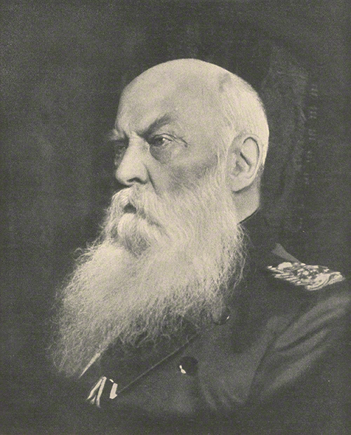 Georg II. Herzog von Sachsen-Meiningen, Fotografie von Helene Freifrau von Heldburg zum 80. Geburtstag des Herzogs am 2. April 1906. – Abgebildet in , Jg. 8, Heft 13 (31. März 1906), S. 547; Fotoabzug im Max-Reger-Institut, Karlsruhe.